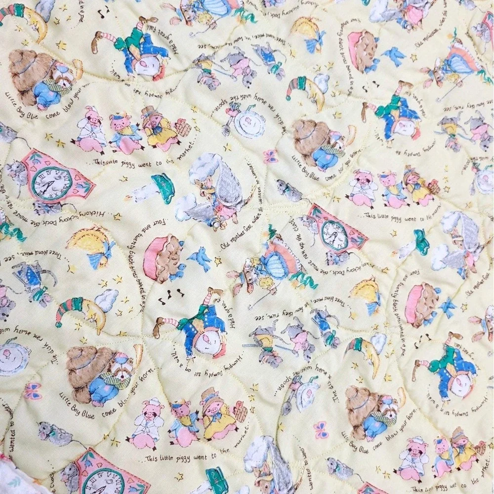 Vintage Handmade Patchwork Quilt Baby Blanket Toddler Play Mat‎ Nursery Rhymes